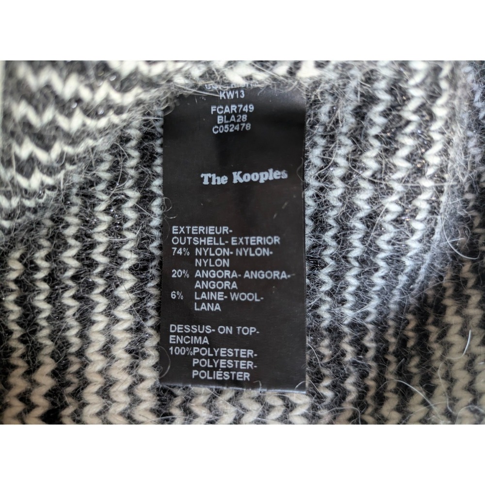 The Kooples Zip Cardigan Sweater Size S Gray Striped Wool Blend Fuzzt Knit Soft - Picture 6 of 8